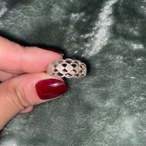 Vintage Silver Knit-Pattern Women's Ring - Silver